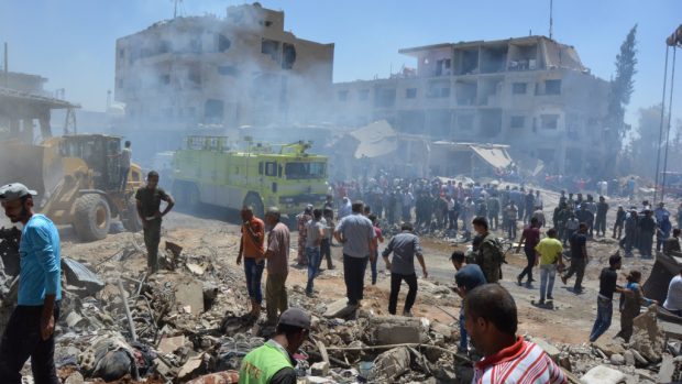 Syrské město Hasaká po náletech