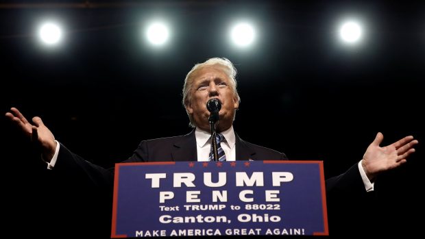 Donald Trump na předvolebním setkání s voliči v Ohiu.