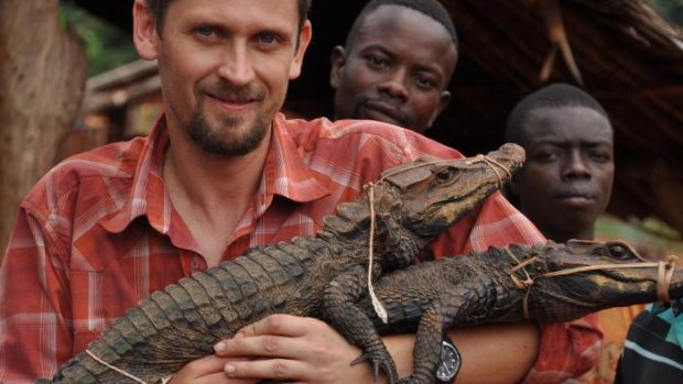 Přírodovědec Václav Gvoždík s krokodýlem konžským
