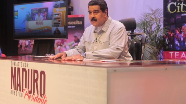 Venezuelský prezident Nicolás Maduro během vystoupení v pořadu „En contacto con Maduro“