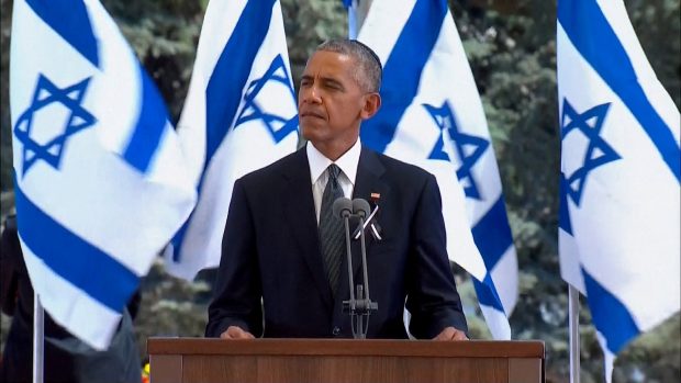 Barack Obama promluvil na pohrřbu Šimona Perese.