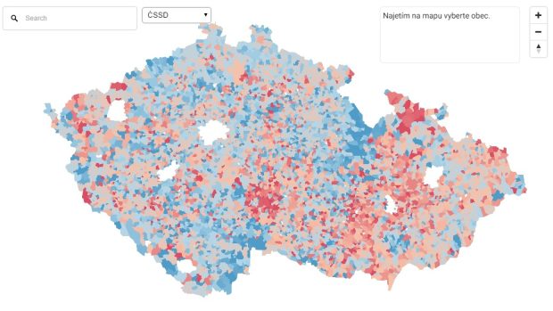 Srovnávací mapa pro krajské volby