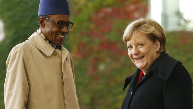 Nigerijský prezident Muhammadu Buhari a německá kancléřka Angela Merkelová