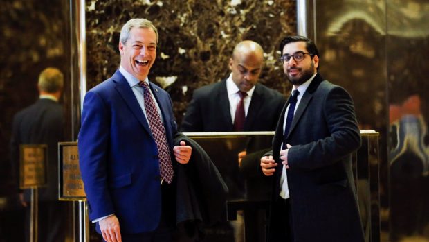 Nigel Farage na návštěvě Donalda Trumpa v Trump Tower.