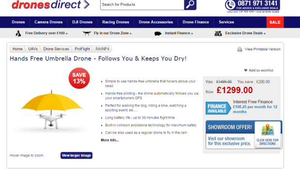 Z deštníkový dron nyní ušetříte přes 6000 Kč. Jeho rozpětí ale není příliš velké.