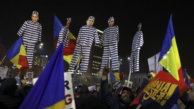 protivládní protest v Rumunsku