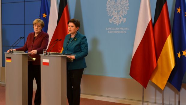 Angela Merkelová a Beata Szydlová ve Varšavě