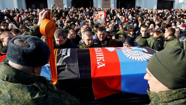 Pohřeb velitele ukrajinských separatistů &#039;Giviho&#039;