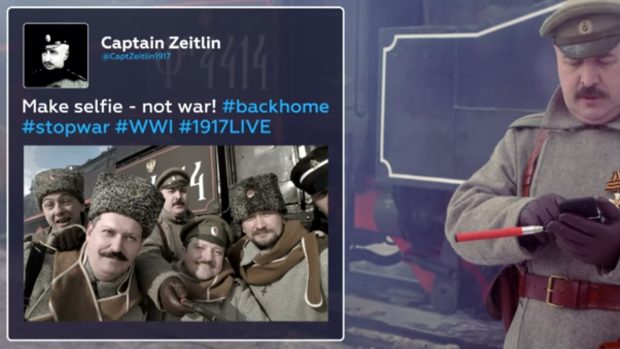 Projekt televize RT - jak by vypadal na sítích rok 1917. Retweet the Revolution: Make selfie - not war! (#1917LIVE PROMO)