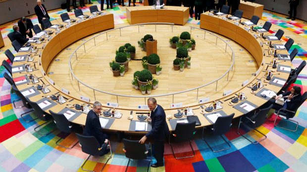 Jednací místnost Evropské rady v Bruselu