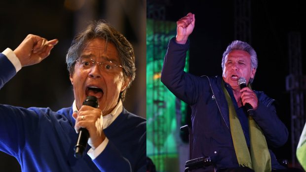 Kandidáti na ekvádorského prezidenta. Vlevo Guillermo Lasso a vpravo Lenin Moreno