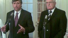 Premiér Fischer a prezident Klaus v Lánech.