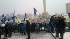 Protesty podnikatelů v Kyjevě.