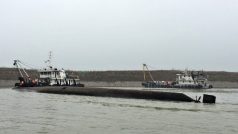 Potopená loď v jihočínské řece Jang-c-ťiang