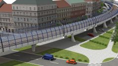 Vizualizace železničního spojení z centra Prahy na Ruzyň a do Kladna. Část by mohla vést i nad zemí