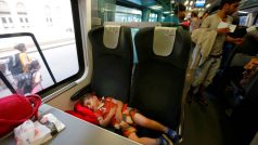 Uprchlíci ve vlaku z Budapešti do Vídně