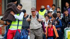 Uprchlíci po příjezdu na mnichovské nádraží