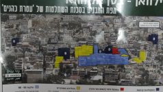 Mapa se zakreslenými domy nově přistěhovalých židovských rodin