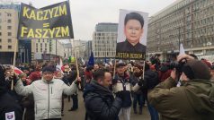 Demonstrace za svobodu slova ve Varšavě