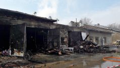 Požár haly ve Vikýřovicích na Šumpersku