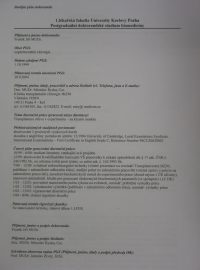 Téma a datum disertační práce Jiřího Froňka