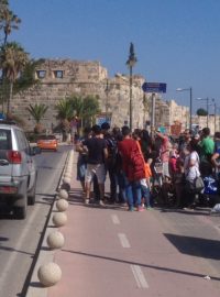 Registrace běženců na řeckém ostrově Kos