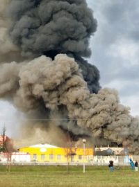 Požár v průmyslové zóně Vesecko v Turnově (výřez)