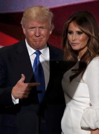 Sjezd republikánské strany v Clevelandu. Donald Trump a jeho žena Melania