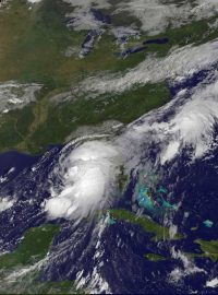 Satelitní snímek bouře Hermine nad Mexickým zálivem