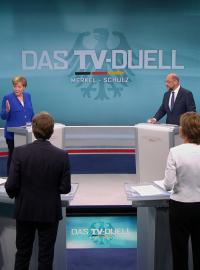 Angela Merkelová a Martin Schulz v předvolební debatě