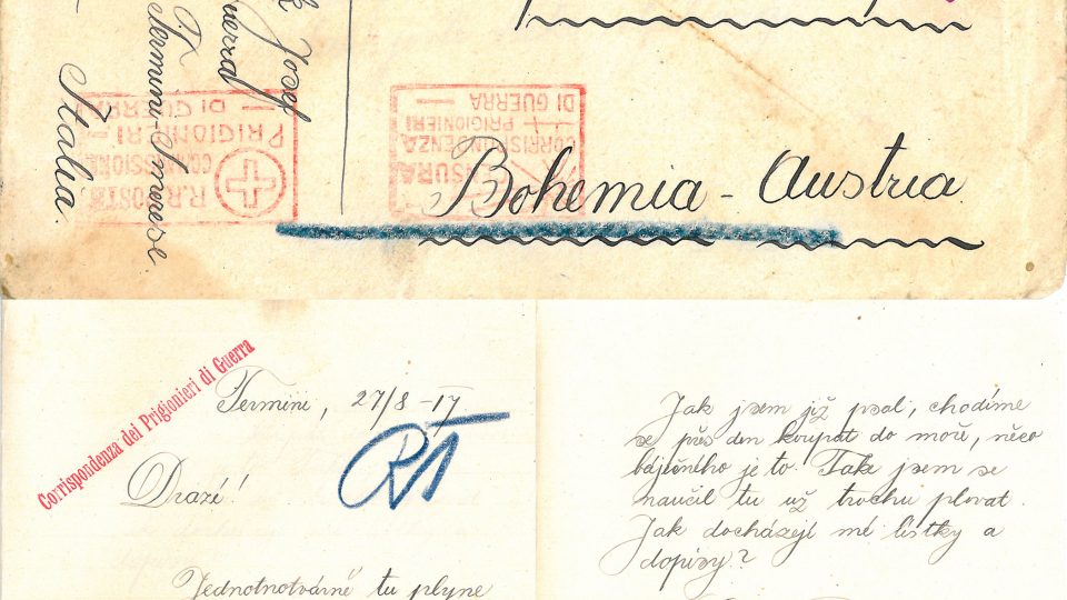 Dopis Josefa Kožíška z italské fronty (1917)
